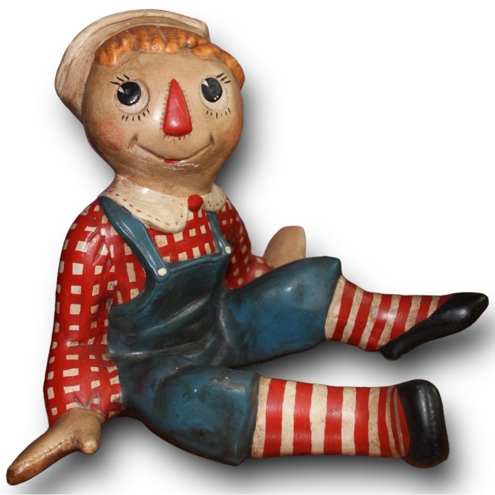 Vintage Handpainted Ceramic Raggedy Andy Perfect Condition Lillian.M Signed